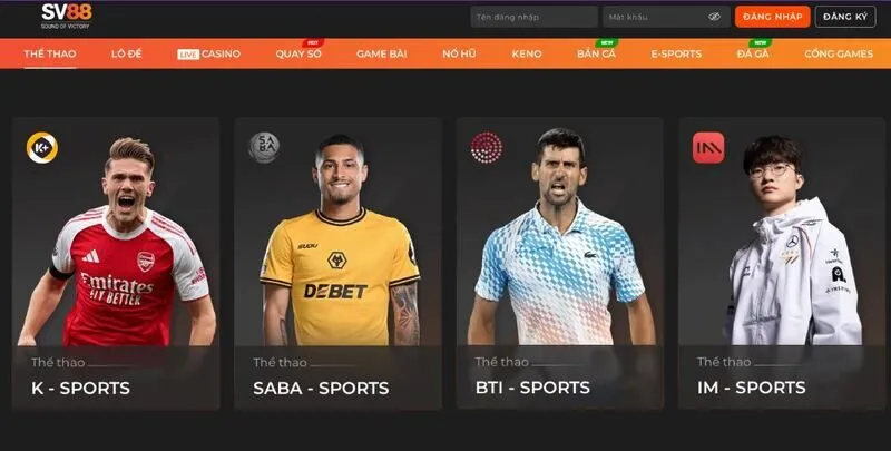 Trò chơi cá cược được cung cấp tại SV88